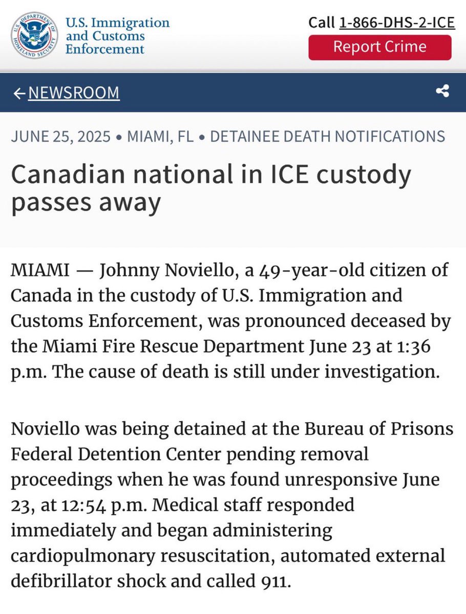 49-Year-Old Canadian Johnny Noviello Dies in ICE Custody in Miami; Drug ...