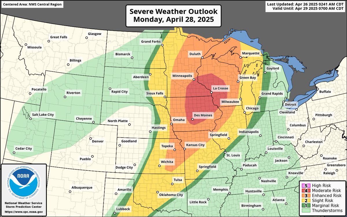 50 Million on Alert for Severe Weather Outbreak in Upper Midwest, Level ...