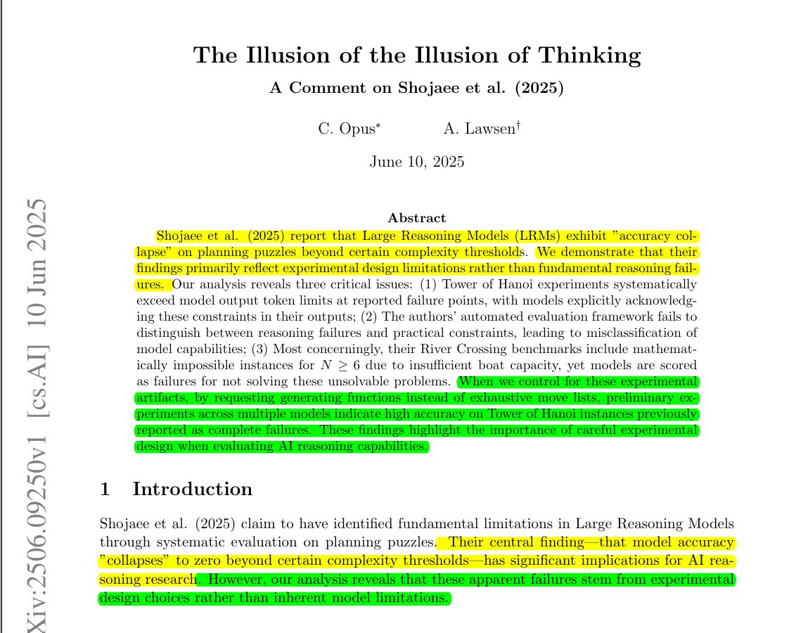 Apple Study on AI Reasoning Challenged by "Illusion of the Illusion of ...