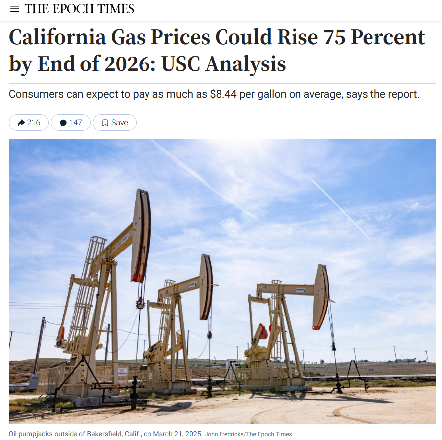 California Gas Prices Could Surge 75% to $8.44 by End of 2026 Amid Two ...