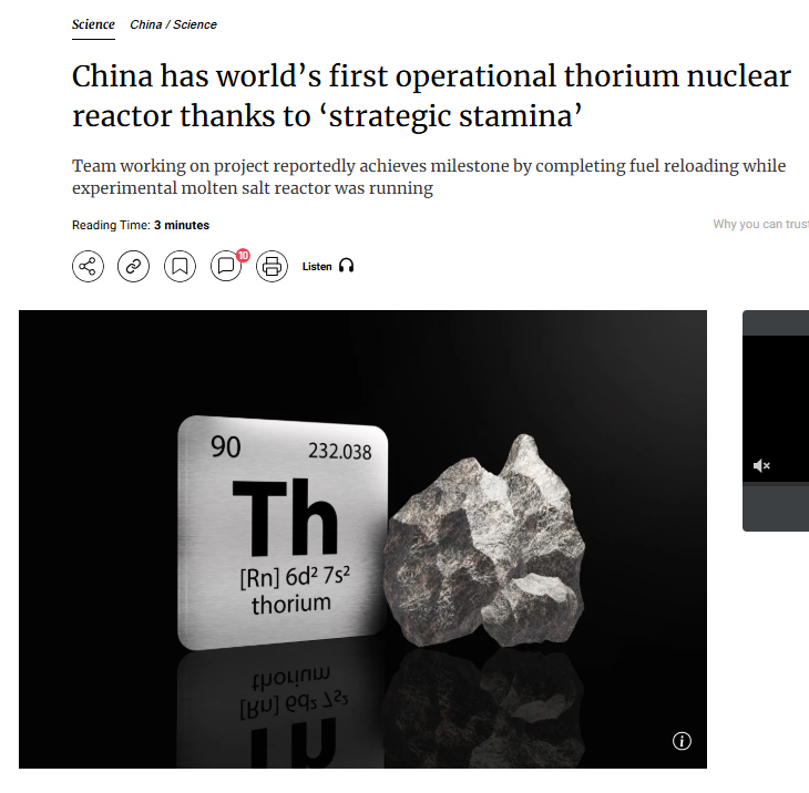 China Operates World’s First Thorium Molten Salt Reactor, Tests Non ...