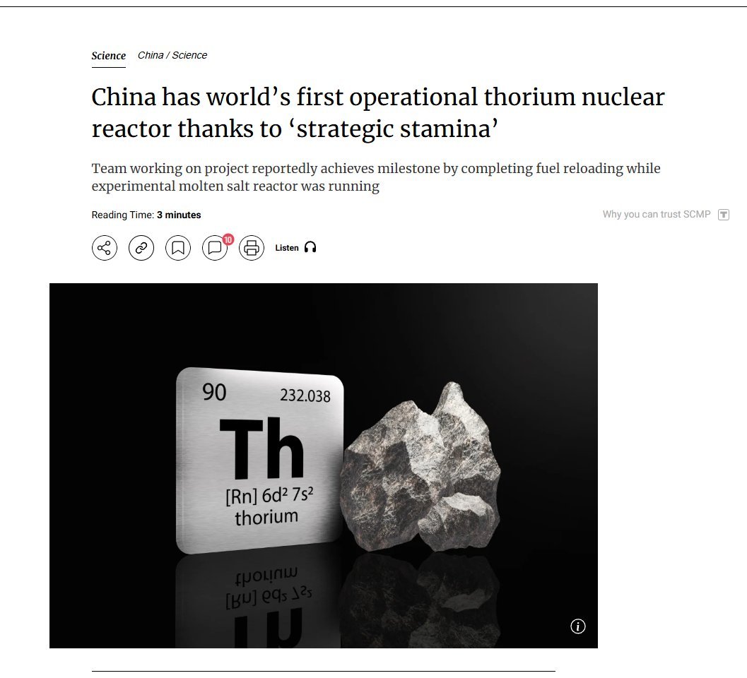 Thorium Rector's China Powers Up World’s First Thorium Reactor in Gobi Desert Using ...