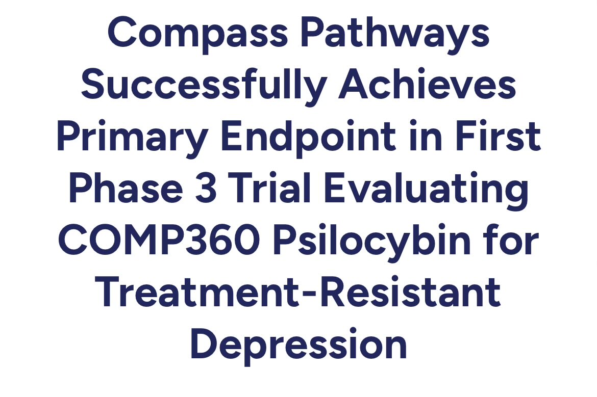 Compass Pathways Psilocybin Therapy Hits 3.6-Point MADRS Endpoint; atai ...