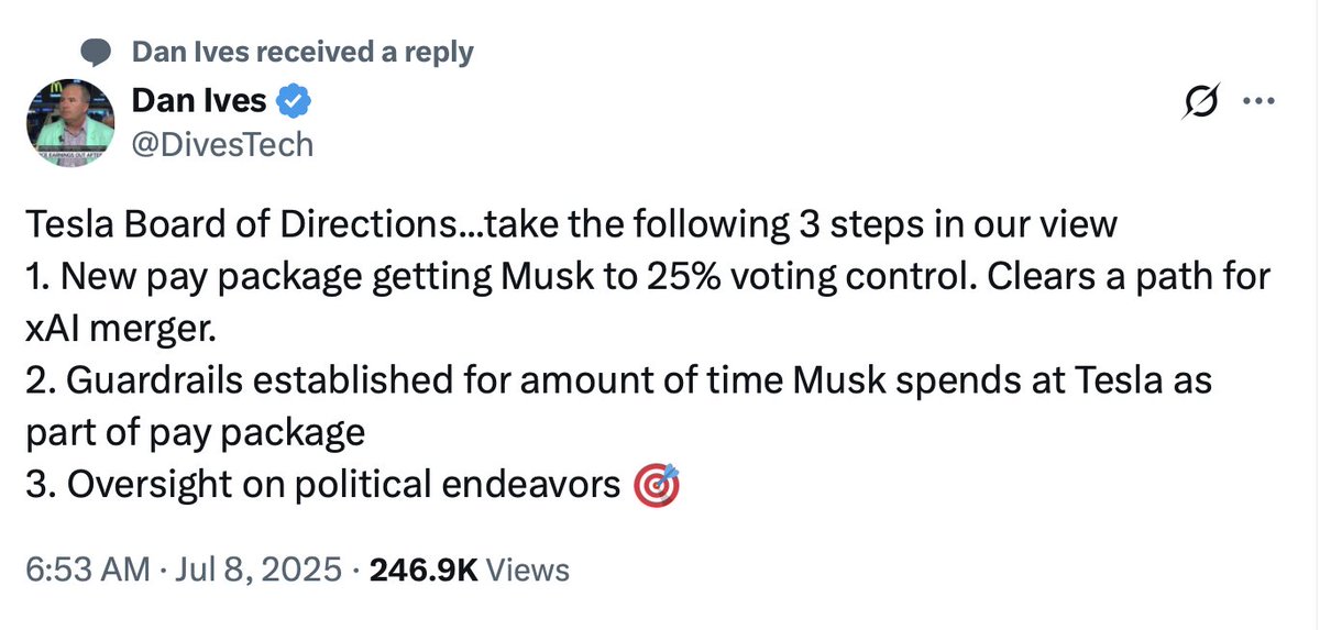 Dan Ives Presses Tesla Board to Rein In Musk With 25% Voting Plan ...