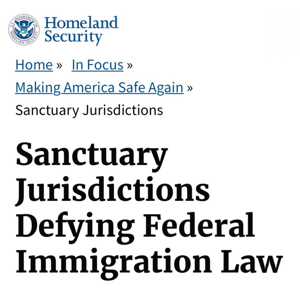 DHS Lists 500-Plus ‘Sanctuary Jurisdictions,’ Threatens Loss of Federal ...