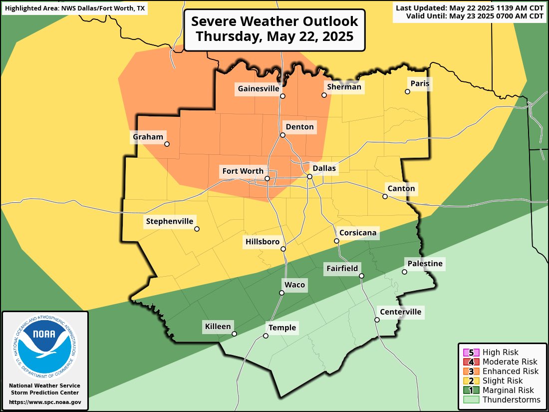 Enhanced Risk: North Texas, D-FW Face Severe Storms With Hail Up to 3 ...