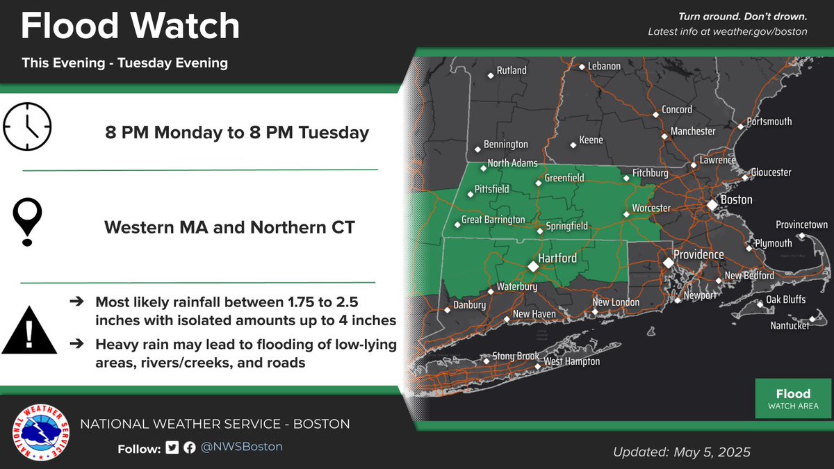 Flood Watch Continues in Central, Western Massachusetts and Northern ...