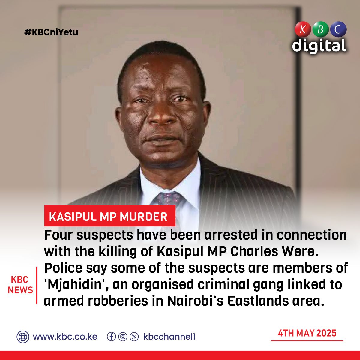 Four Arrested in April 30 Killing of Kasipul MP Charles Were; Suspects ...