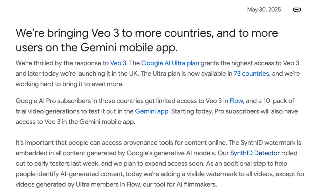 Google Expands AI Video Tool Veo 3 to UK and 73 Countries via Gemini ...