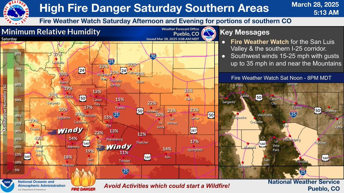 High Fire Danger Forecasted for Southern Colorado with Red Flag Warning ...