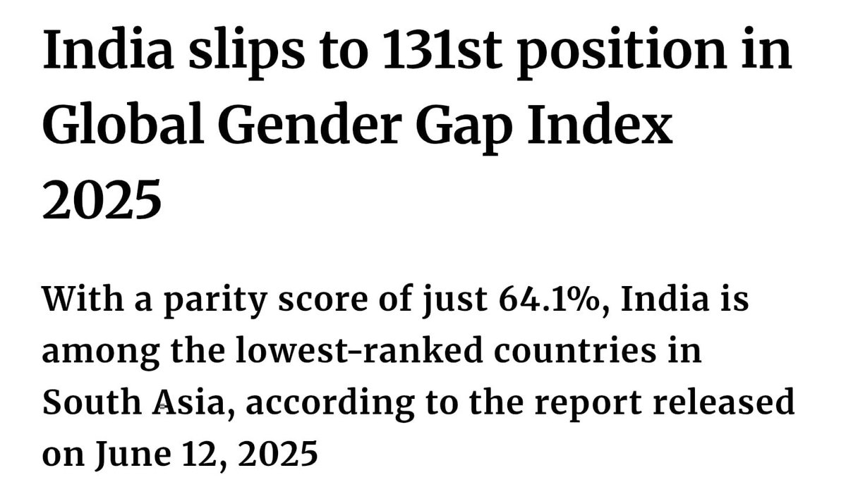 India Drops Two Places to 131st in Global Gender Gap Index 2025 Among ...