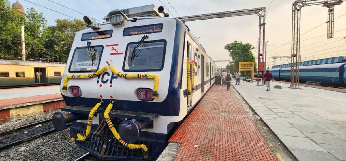 Indian Railways Launches 12-Coach AC EMU Train in Chennai With ₹35–₹105 ...