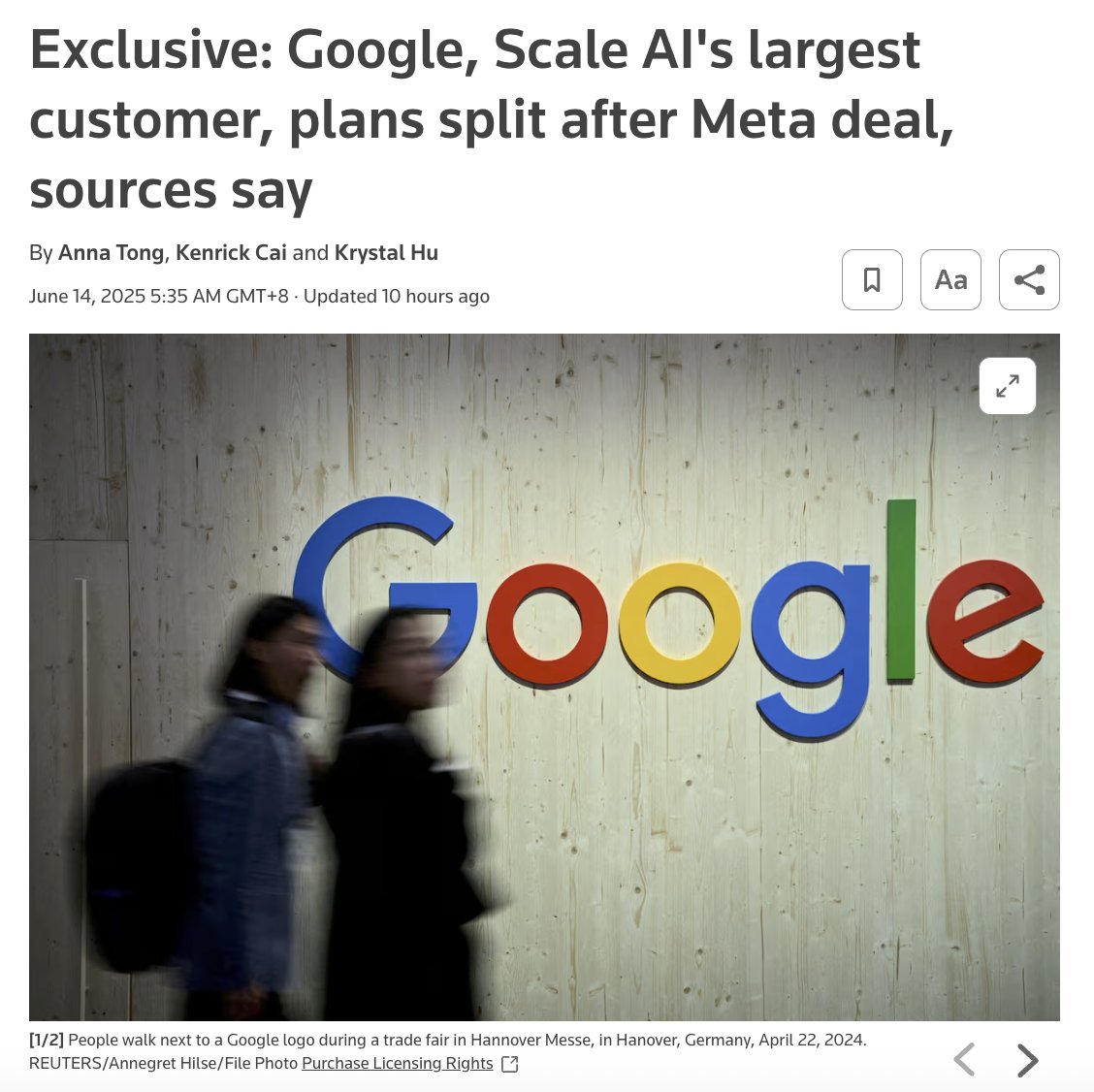 Meta Stake in Scale AI Spurs Google Exit and Intensifies OpenAI Talent ...