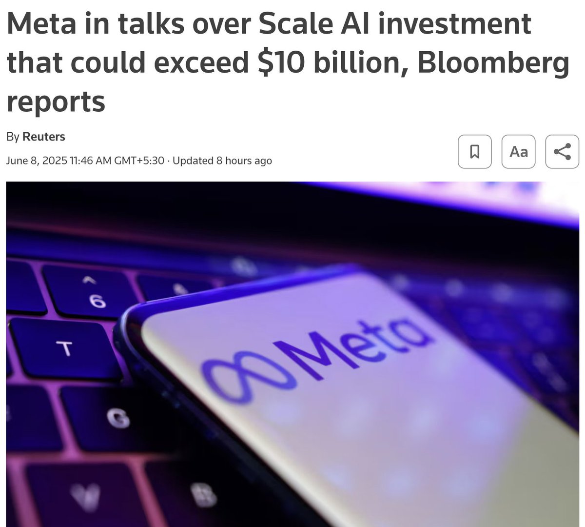 Meta in Talks to Invest Over $10 Billion in Scale AI, Its Biggest ...