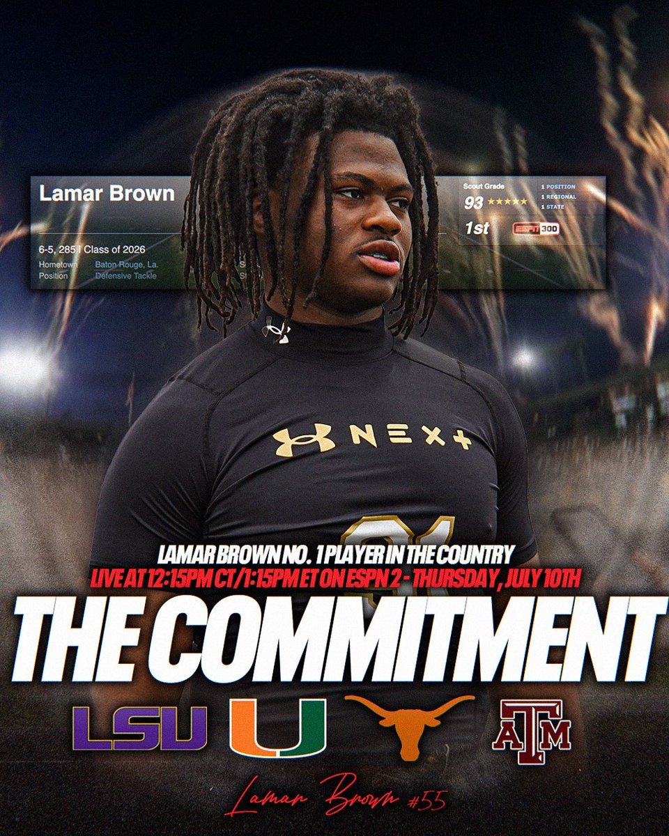 Miami Hurricanes Land Five-Star DT Lamar Brown, Top WR Vance Spafford ...