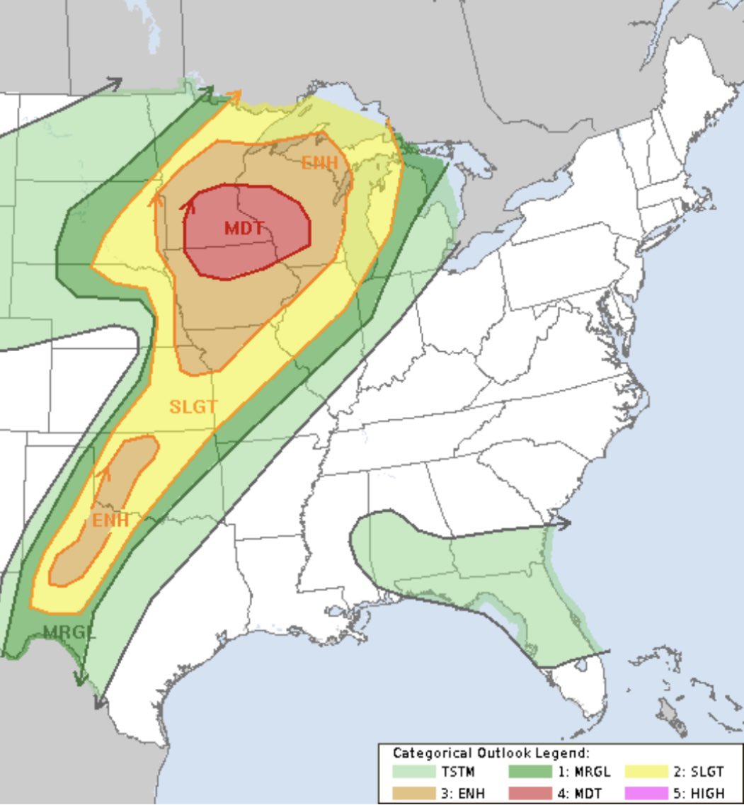 Moderate Risk Severe Weather Outbreak Threatens Upper Midwest, Southern ...