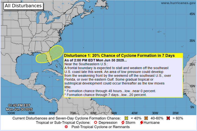 NHC Raises Florida Gulf Storm Chance to 30% for July Fourth Weekend ...