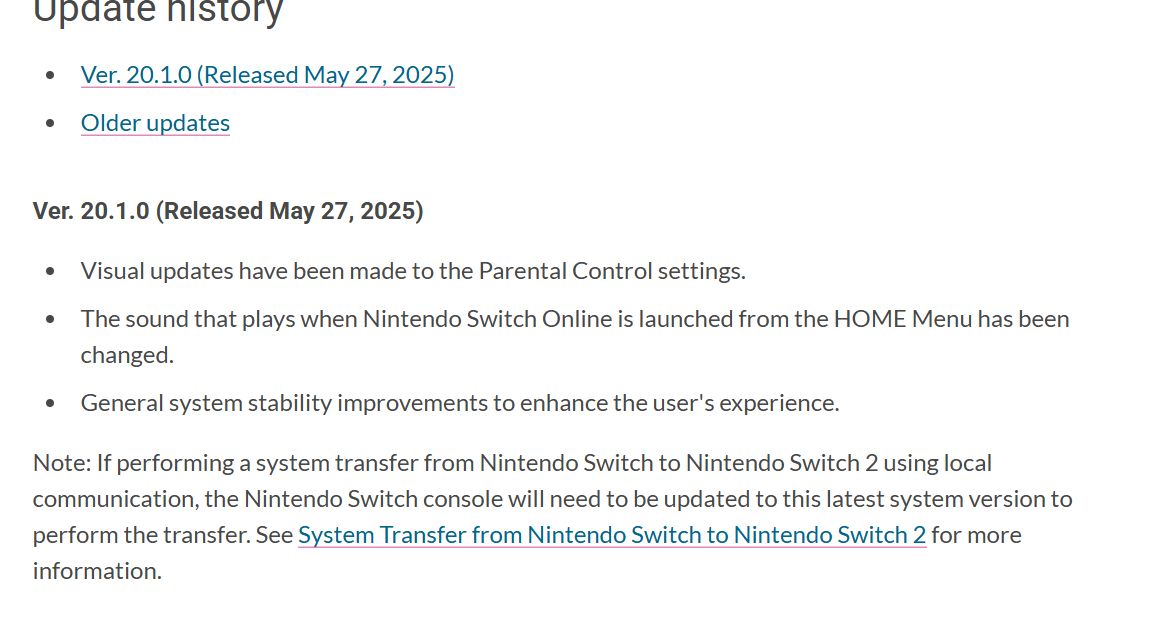 Control Update 20 Nintendo Releases Switch Firmware 20.1.0 with Parental Control Updates ...