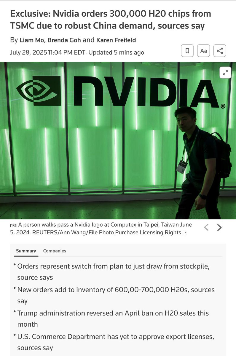Nvidia Orders 300,000 H20 AI Chips From TSMC as China Demand Surges ...