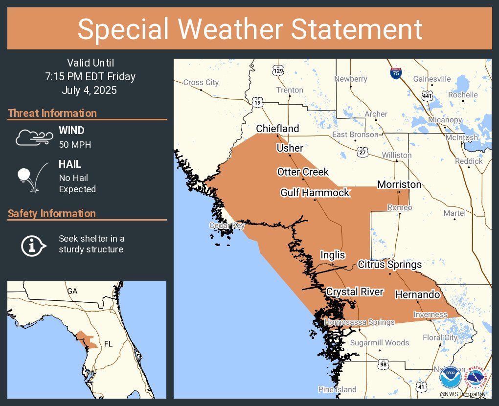 NWS Issues Multiple Special Weather Statements for Florida Cities and ...