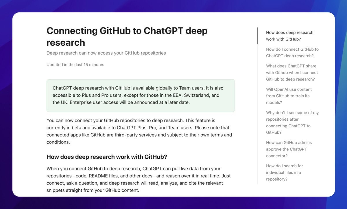 OpenAI Launches GitHub Integration for ChatGPT Deep Research Tool in ...