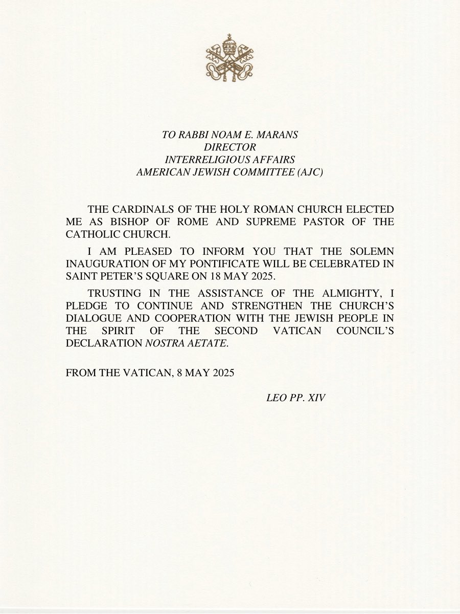 Pope Leo XIV Pledges Stronger Dialogue With Jews, Citing Nostra Ætate ...