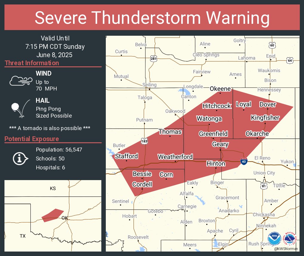 Severe Thunderstorm and Tornado Warnings Hit Oklahoma With Winds Up to ...