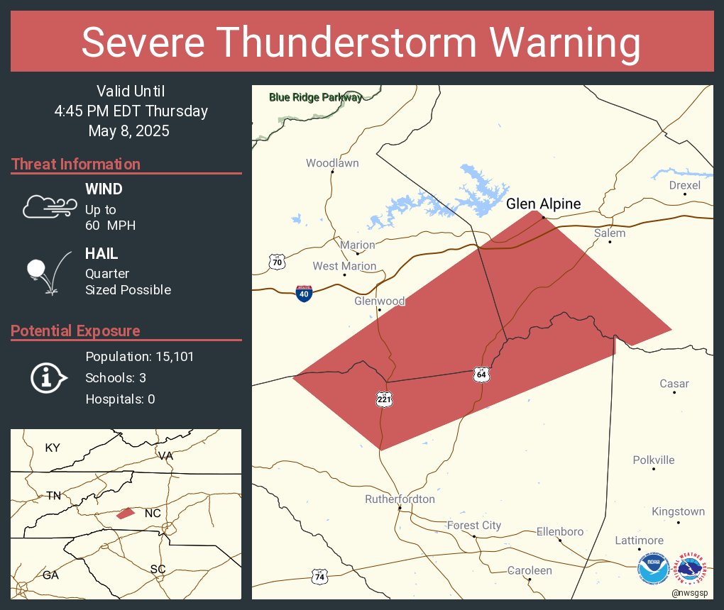 Severe Thunderstorm Warnings with Winds Up to 60 MPH and Tennis Ball ...
