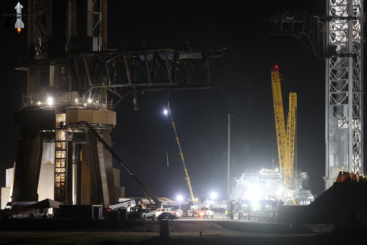 SpaceX Moves Ship Transport Stand Overnight to Starbase Launch Pad 1 ...