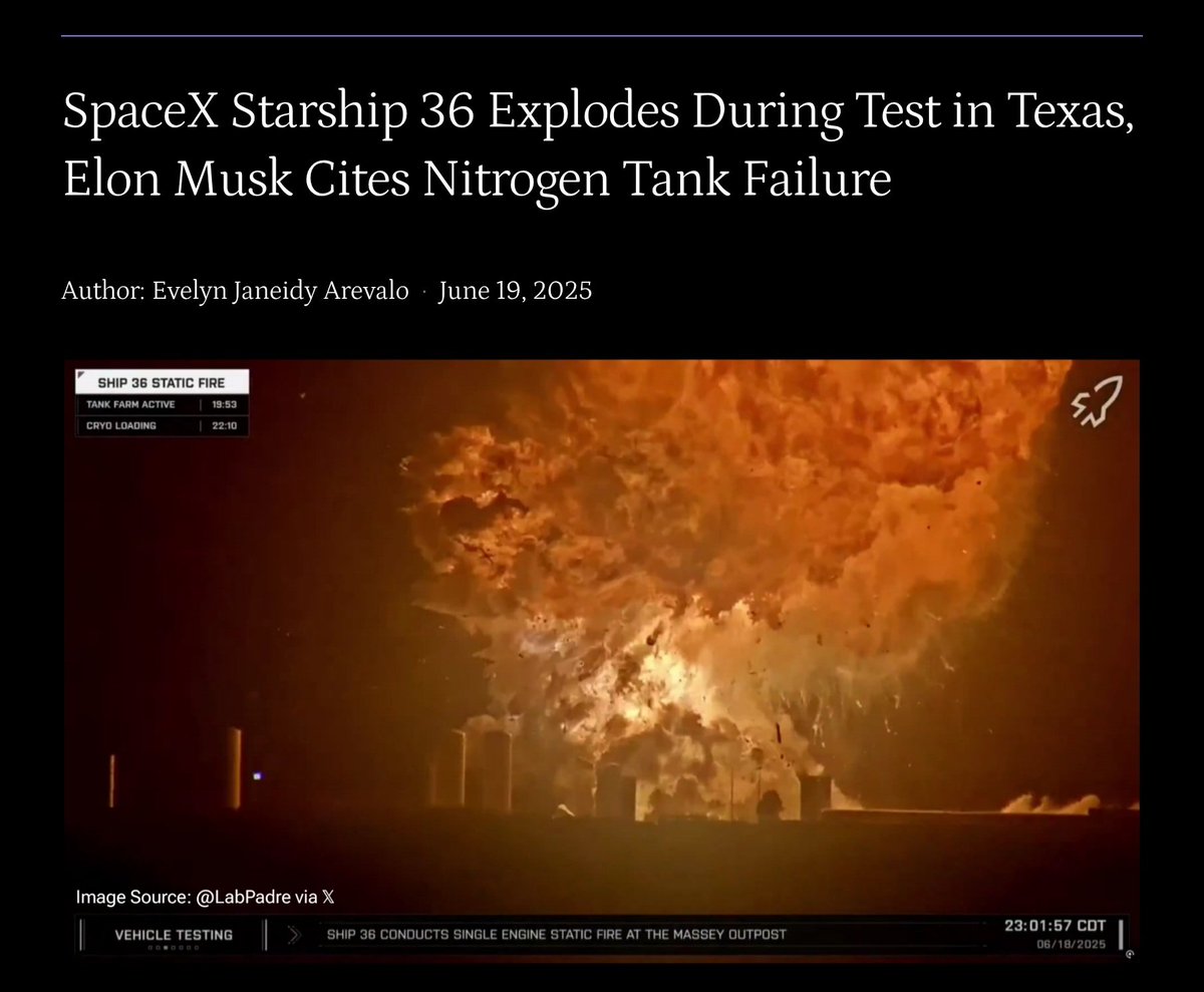 SpaceX Starship 36 Explodes in Texas Test; Musk Cites Nitrogen Tank ...