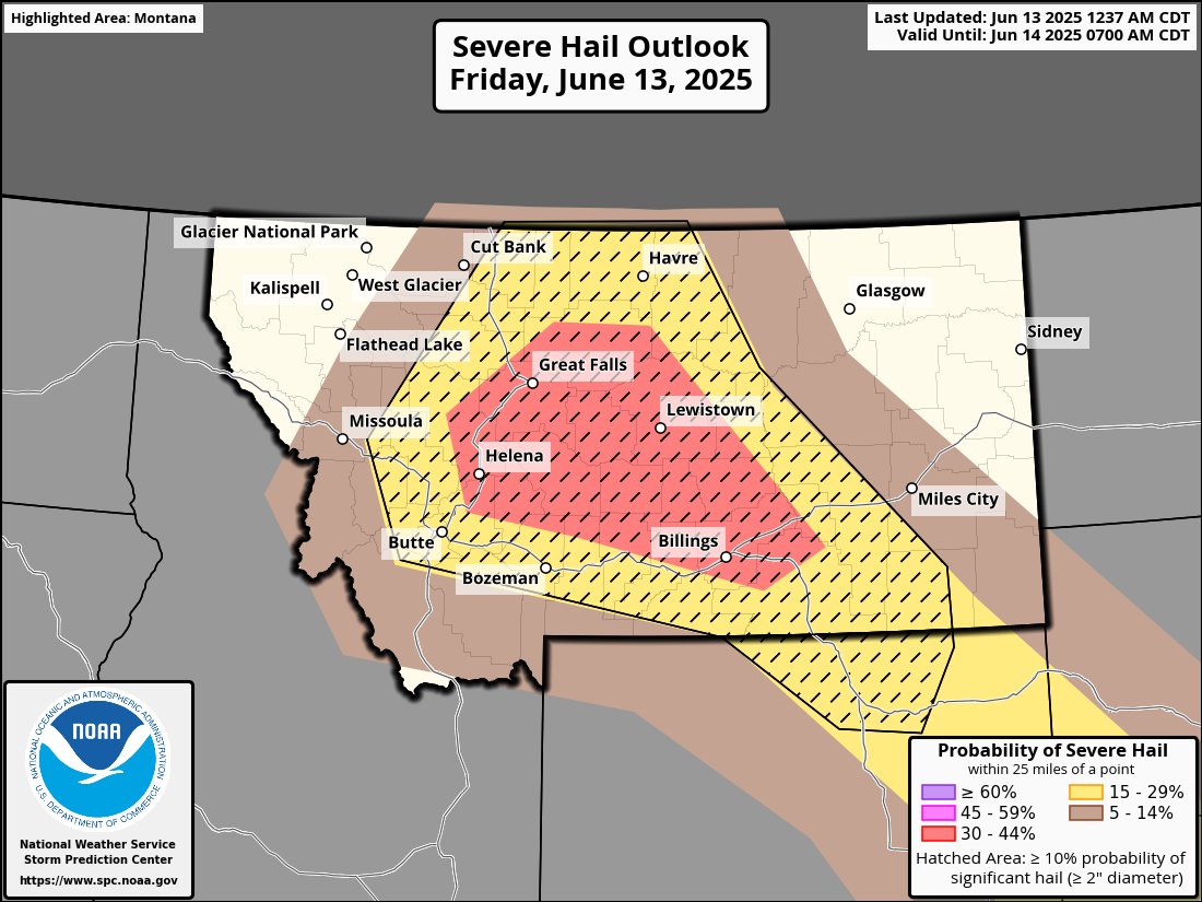 SPC Flags Montana, High Plains for Severe Storms and Large Hail Ahead ...