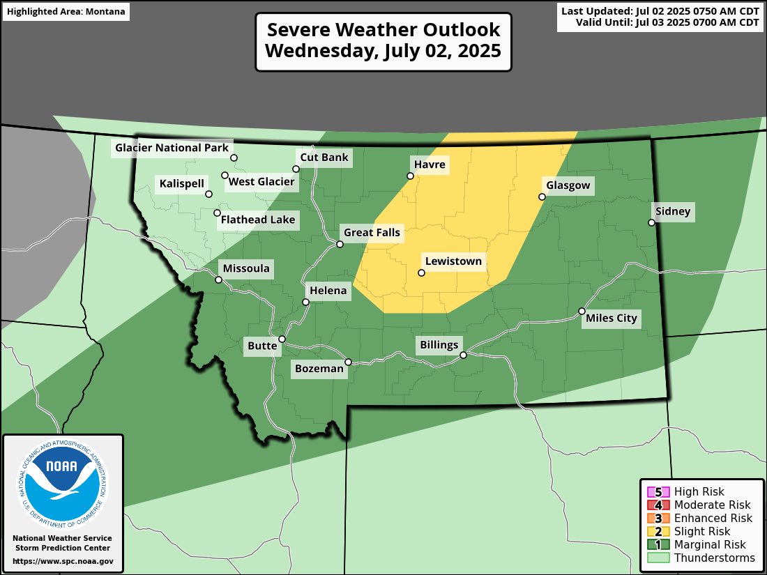 Mt Risk SPC Forecasts Enhanced Severe Weather Risk in Montana, Damaging Winds ...