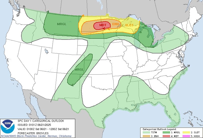 SPC Issues Enhanced, Moderate Severe Weather Outlooks Including 5% ...