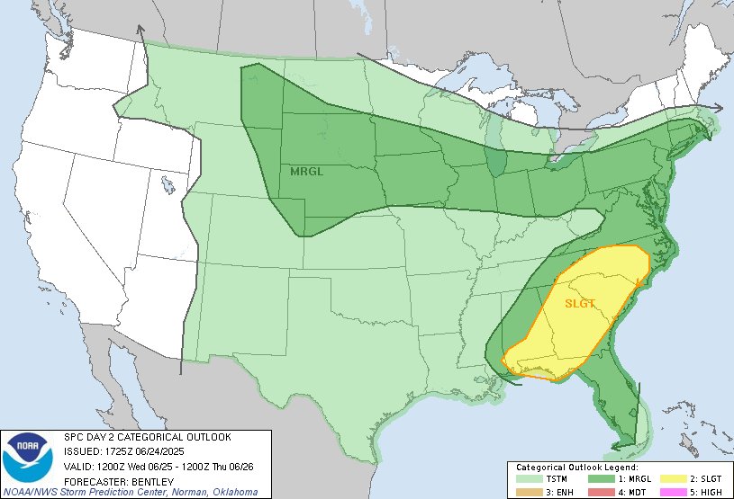 SPC Issues Level 2 Slight Risk for Severe Storms With Damaging Winds ...