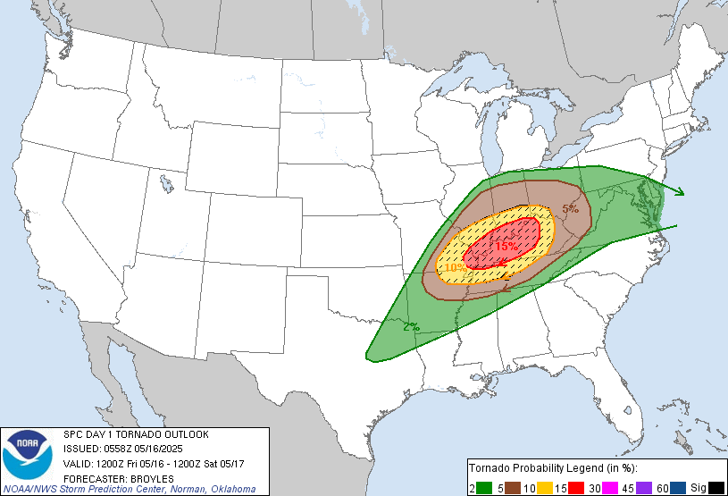 SPC Issues Moderate Risk for May 16 Severe Weather Outbreak With Strong ...