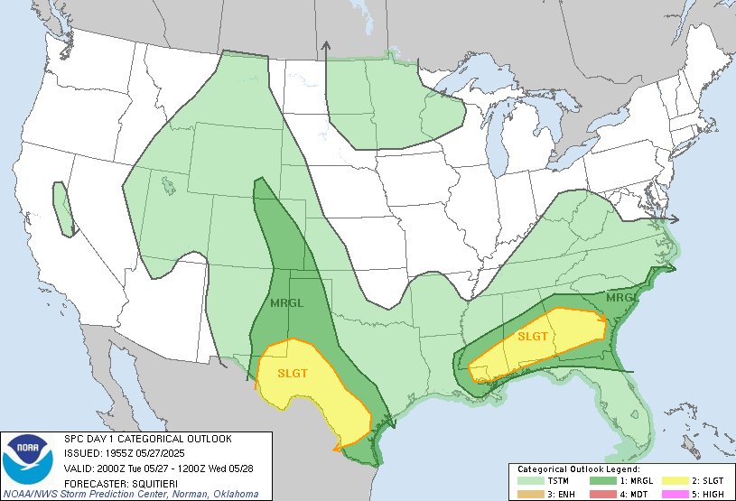 SPC Warns of Severe Weather Including Large Hail, Damaging Winds, and ...