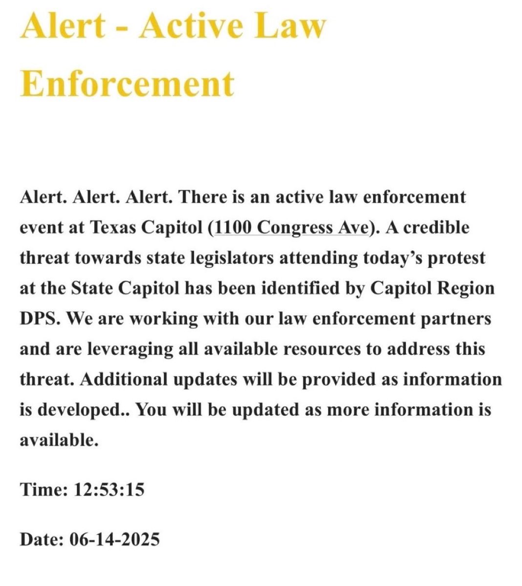 Texas Capitol Evacuated After DPS Cites Credible Threat to Lawmakers at ...