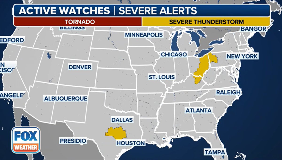 Tornado and Severe Thunderstorm Watches Issued Across Texas, Ohio, and ...