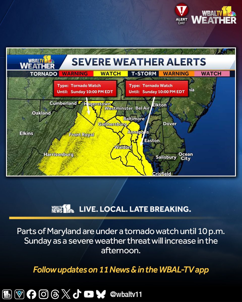 Tornado Watch Issued Until 10 PM for DMV and Baltimore Areas Amid Warm ...