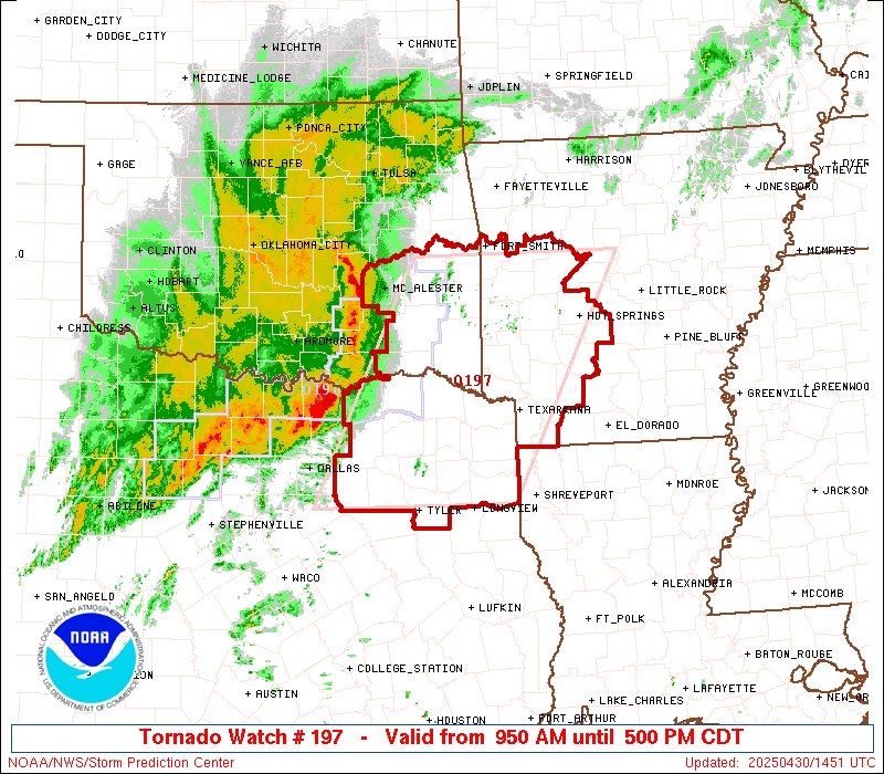 Tornado Watches Issued Across Central and Southern US with Threats of ...