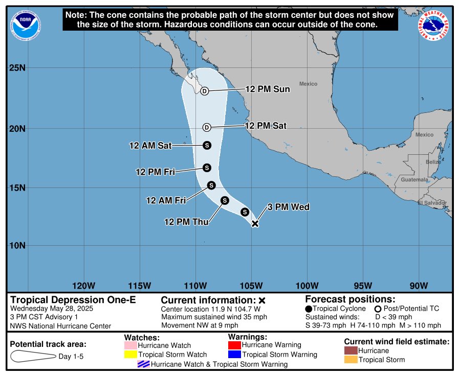 Tropical Depression One-E (Invest 90E) Forms off Mexico, First Storm of ...