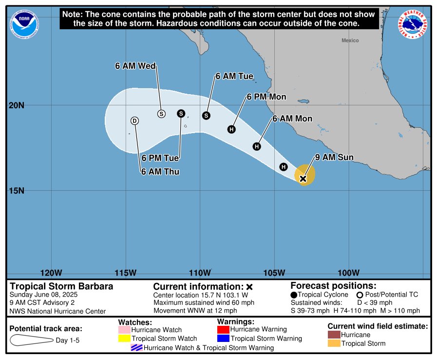 Barbara Off Ramp Tropical Storm Barbara Off Mexico's Coast to Become Hurricane, Heavy ...