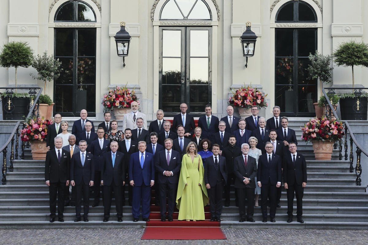 Trump Joins NATO Leaders for Family Photo at The Hague Summit ...