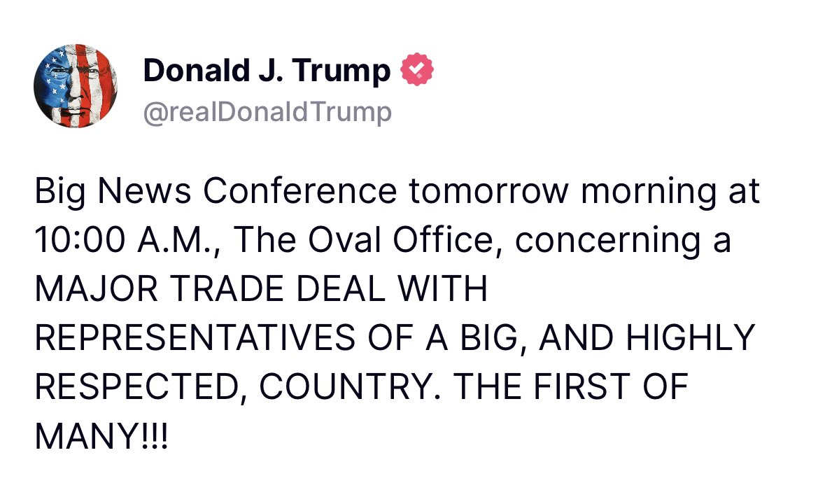 Trump to Announce First Post-Tariff Trade Deal With UK at Thursday 10 a ...