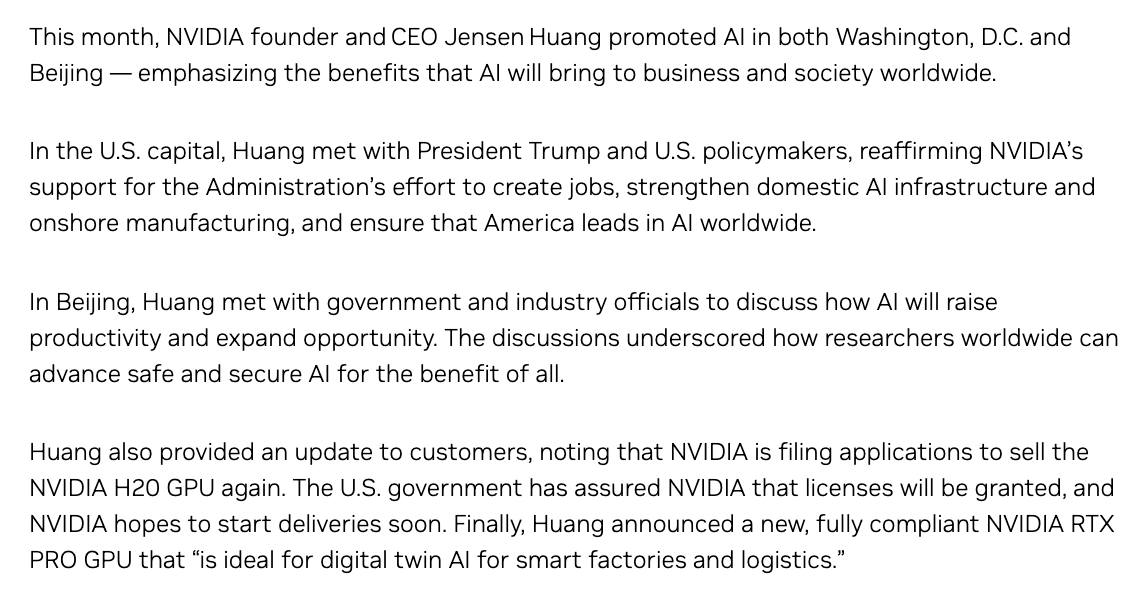 U.S. Lets Nvidia Restart H20 AI Chip Sales to China | DeepNewz US ...