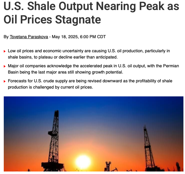 U.S. Shale Production Peaks in 2026 Amid Low Oil Prices, Impacting ...
