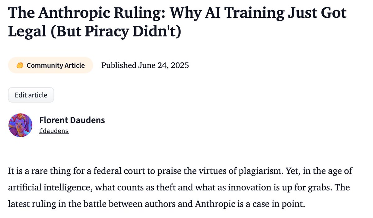 US Judge Says Anthropic AI Training Is Fair Use; Piracy Trial Ahead ...