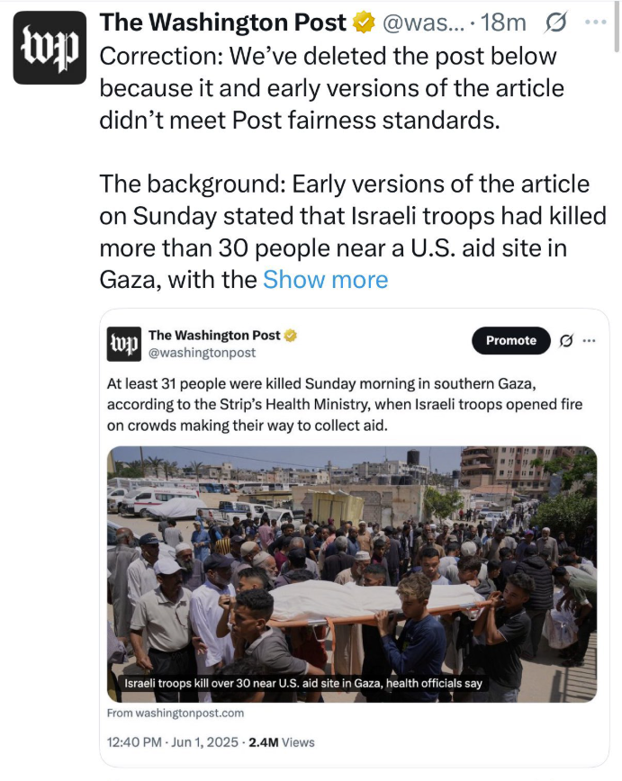 Washington Post Corrects Gaza Aid Site Story After Quiet Update; BBC ...