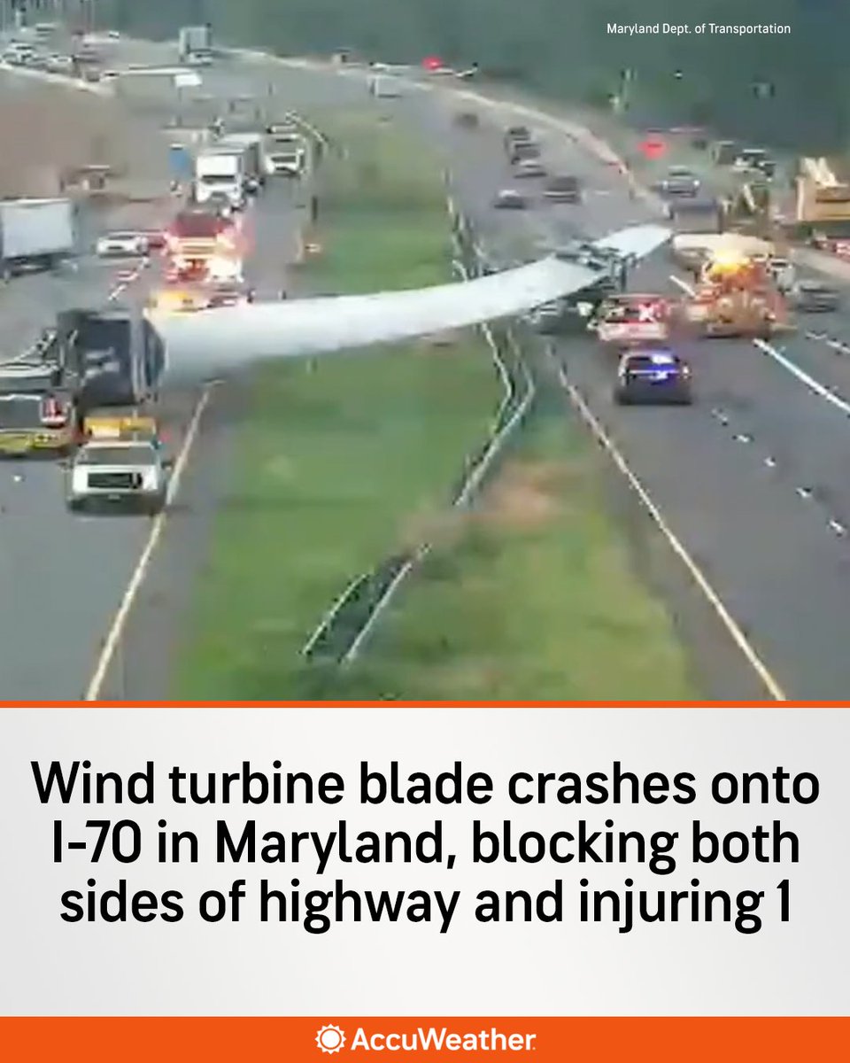 Wind Turbine Blade Detaches From Truck, Blocks Both Directions of ...